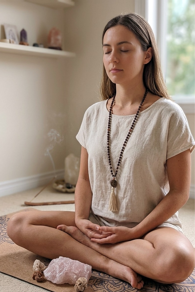 Mala in Bronzite, pietra guru in Bronzite, rame