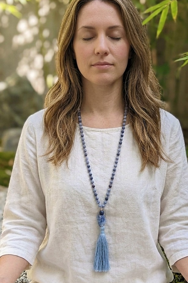 Mala in Dumortierite, Pietra Guru Lapislazzuli, Rame