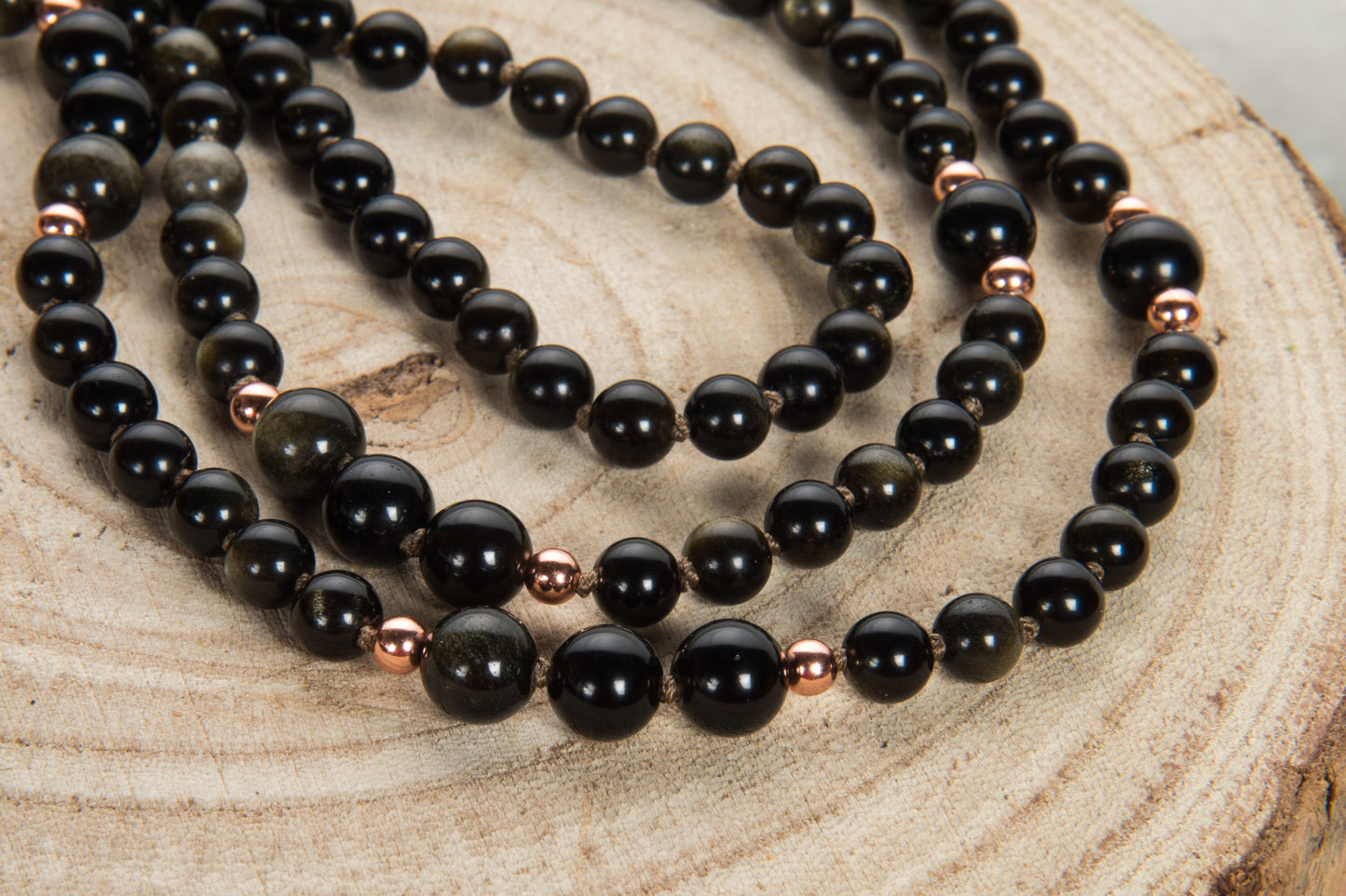 Mala Ossidiana dorata, Pietra guru Agata, Rame