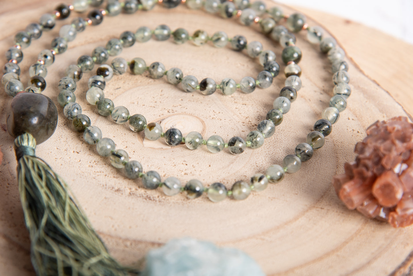 Mala in Prehnite, Pietra guru Labradorite, Rame