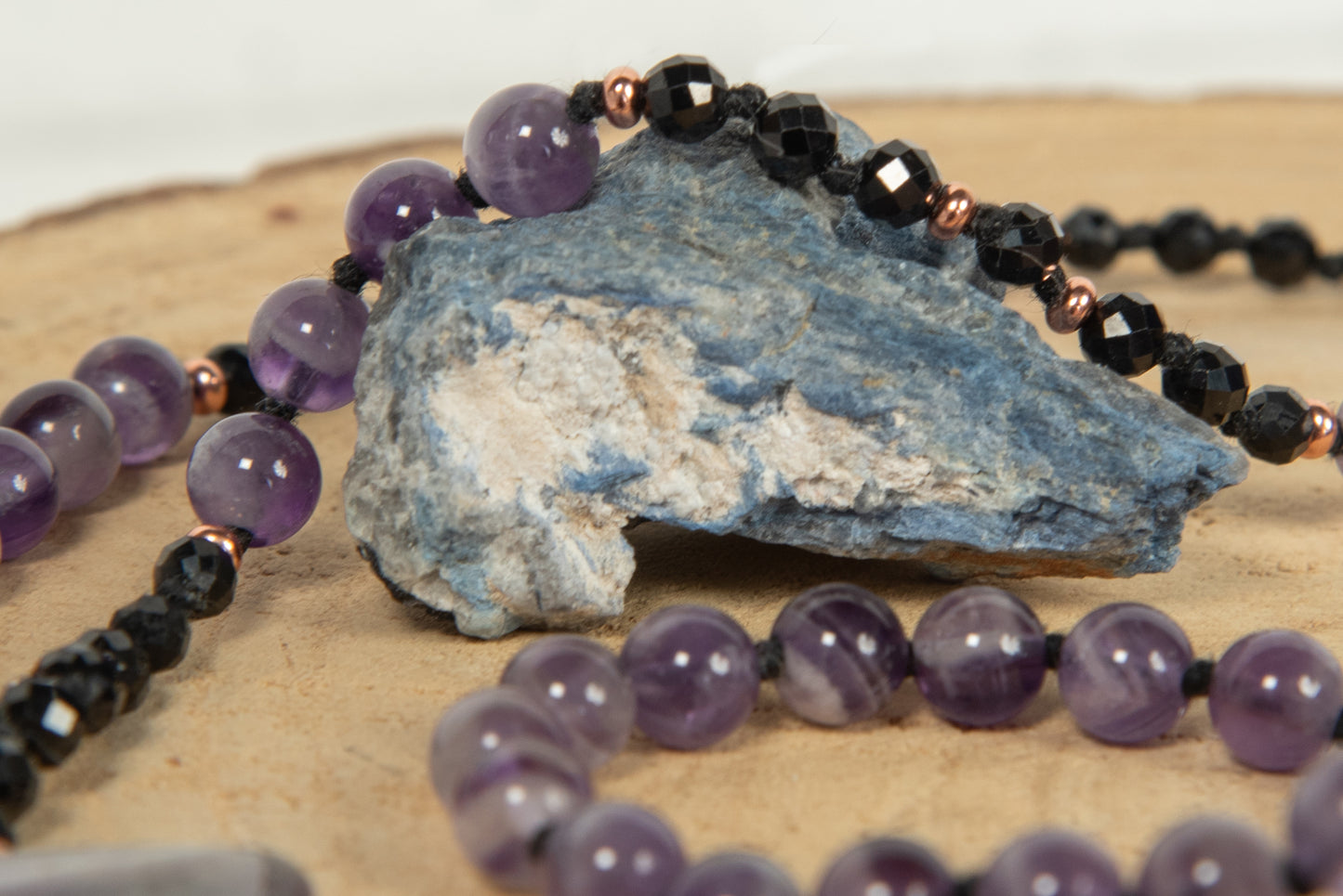 Mala 108 perle di Onice, Ametista, Pietra Guru Ametista