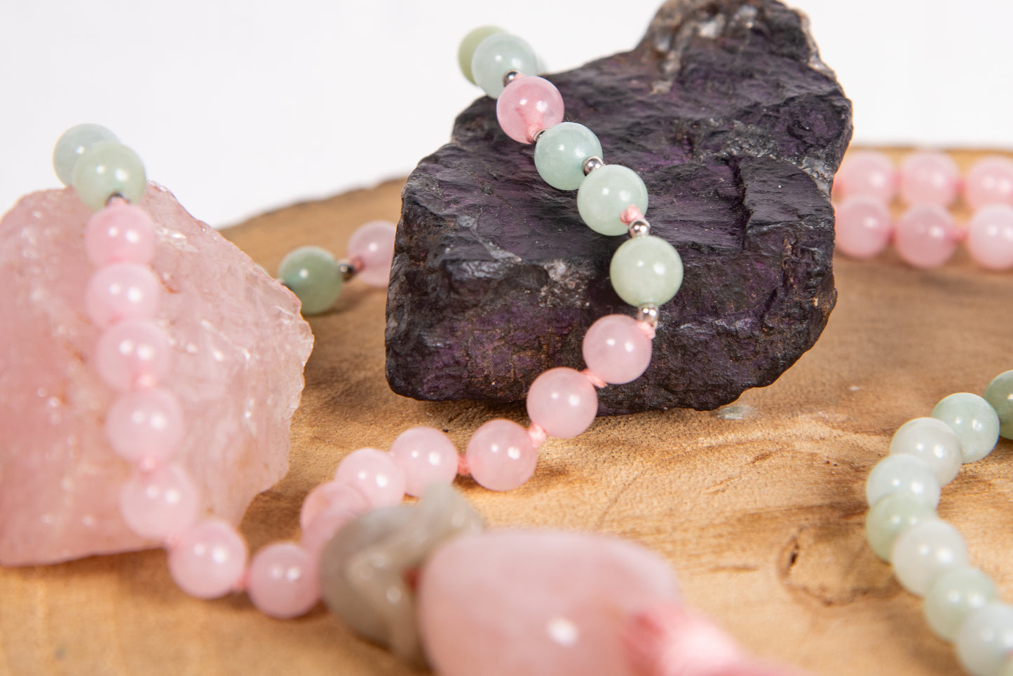 Mala in Giadeite, Quarzo rosa e rame