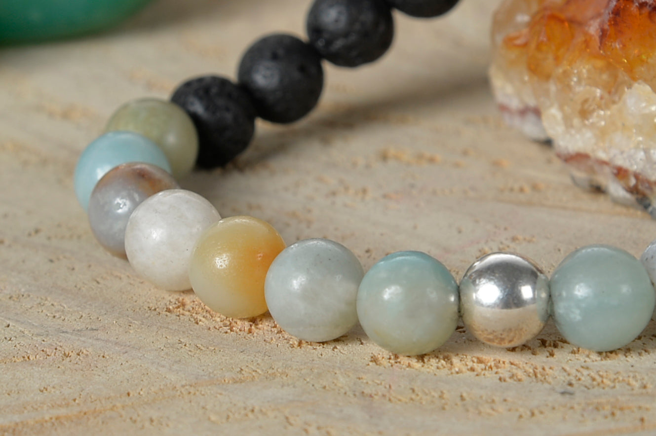 Amazzonite, lava, argento 925