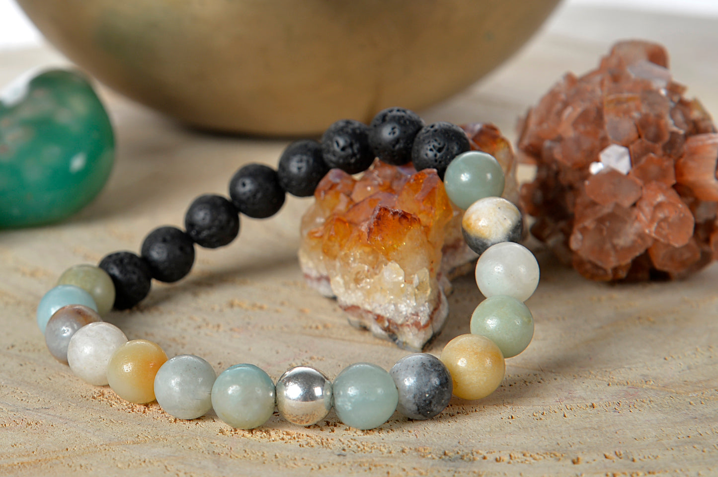 Amazzonite, lava, argento 925