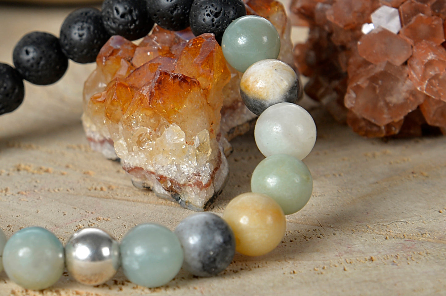 Amazzonite, lava, argento 925