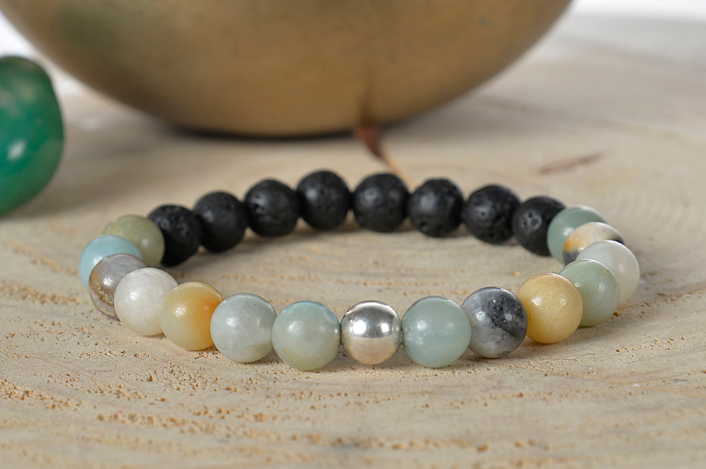 Amazzonite, lava, argento 925
