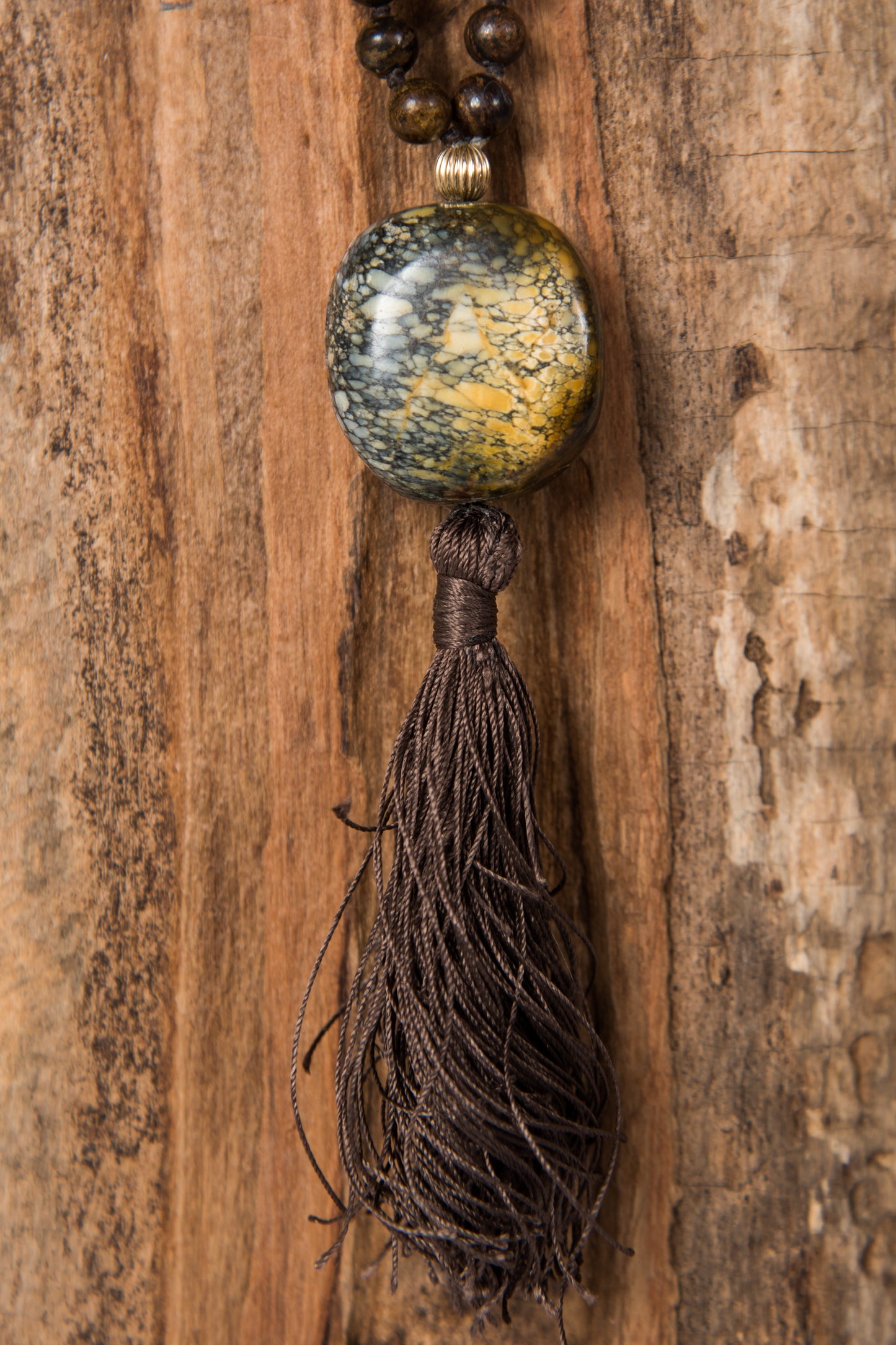 Mala in Bronzite, Argento dorato 925, Placcato Oro 14 kt