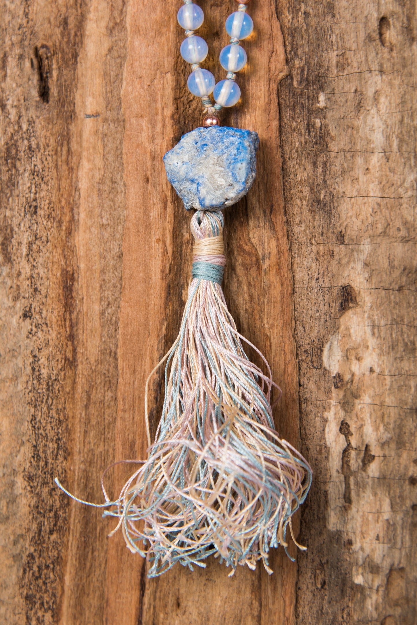 Mala in Opalite, Pietra Guru Lapislazzuli e Rame