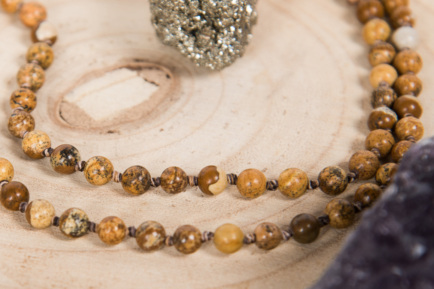 Mala in Diaspro paesaggio, Pietra Guru Diaspro paesaggio e rame