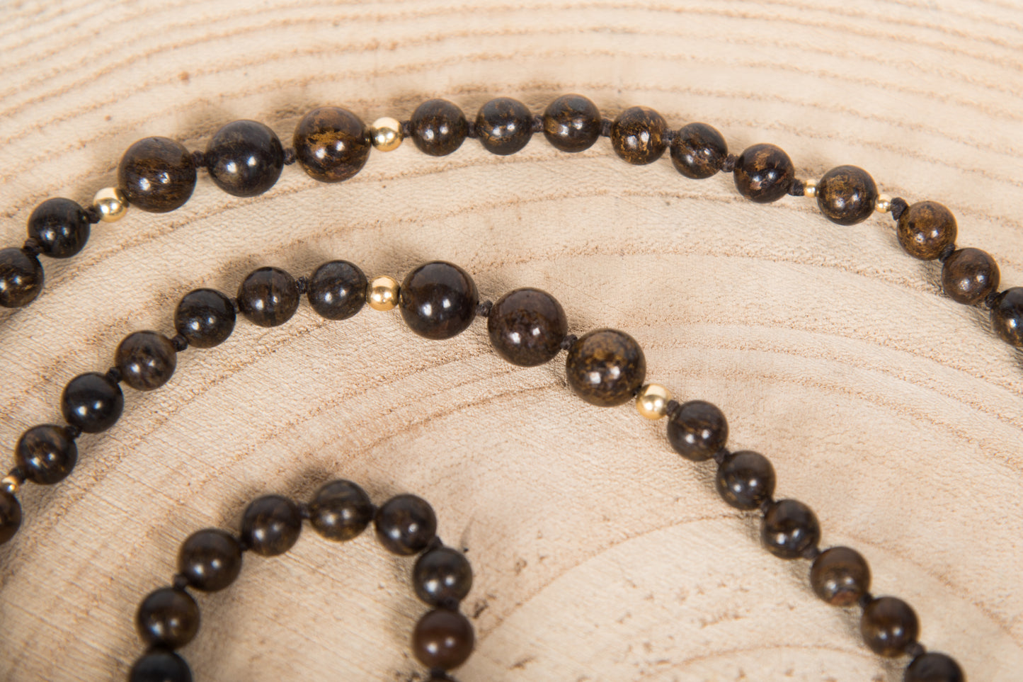 Mala in Bronzite, Argento dorato 925, Placcato Oro 14 kt