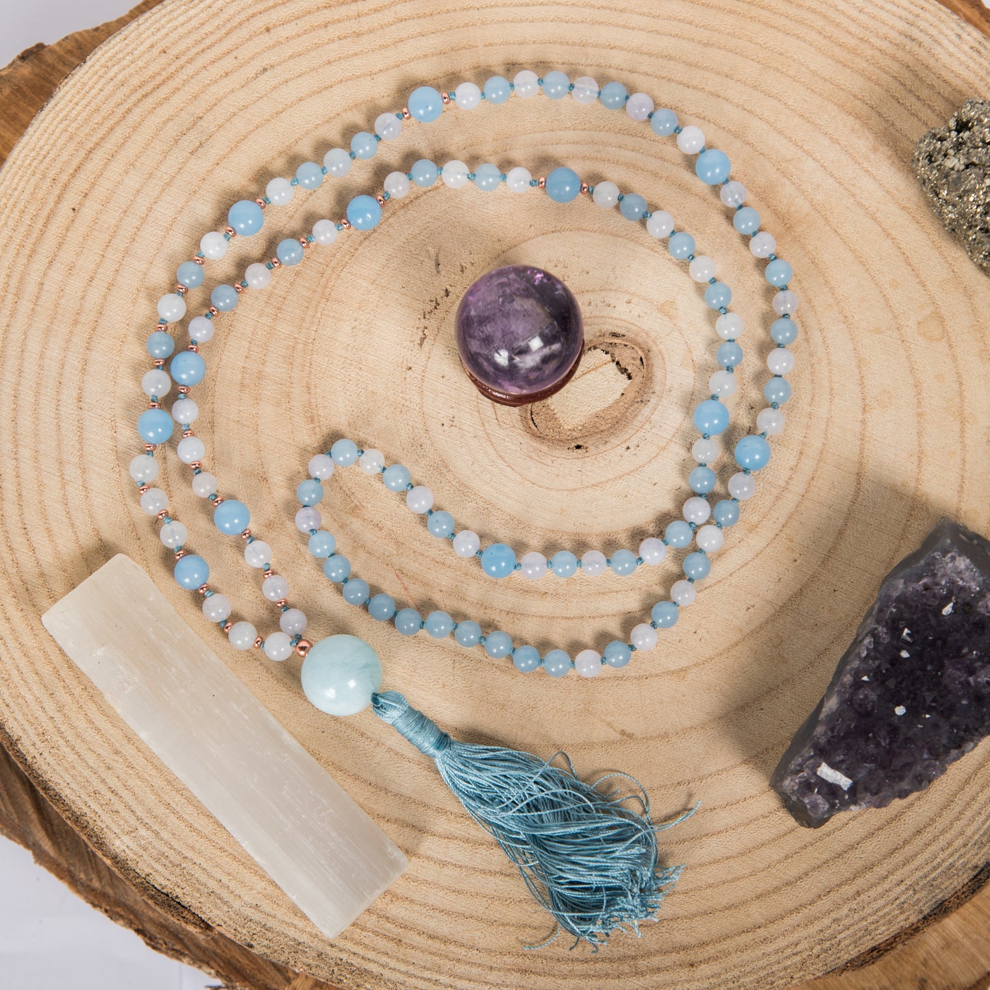 Mala in Acquamarina, Pietra Guru in Acquamarina e rame