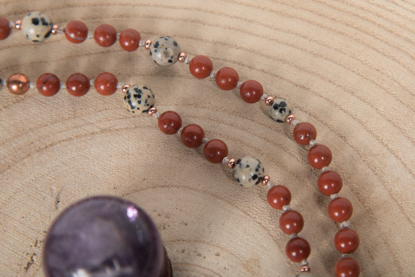 Mala in Diaspro rosso, Diaspro Dalmata, Pietra Guru Diaspro brecciato e rame