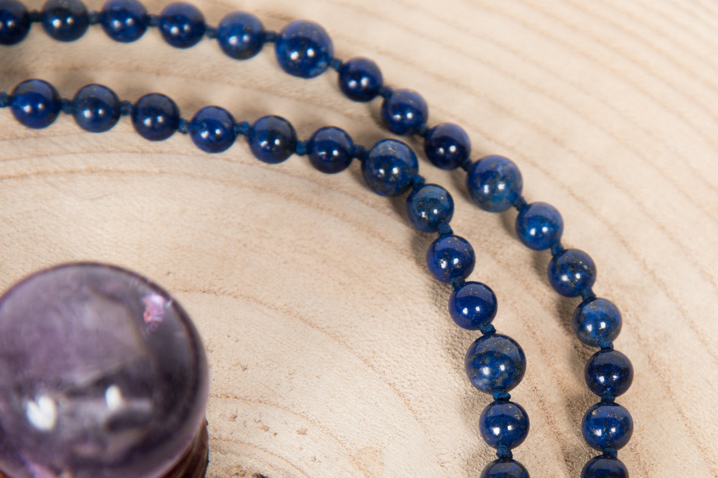 Mala in Lapislazzuli, Pietra guru Perla Tibetana, Argento dorato 925, Placcato Oro 14 kt