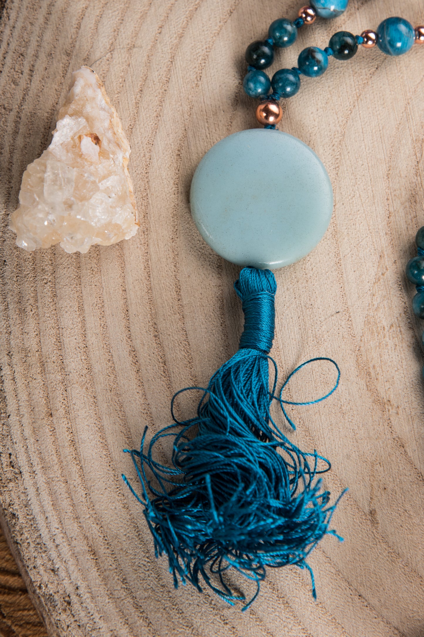Mala Apatite, Pietra Guru Amazzonite, Rame