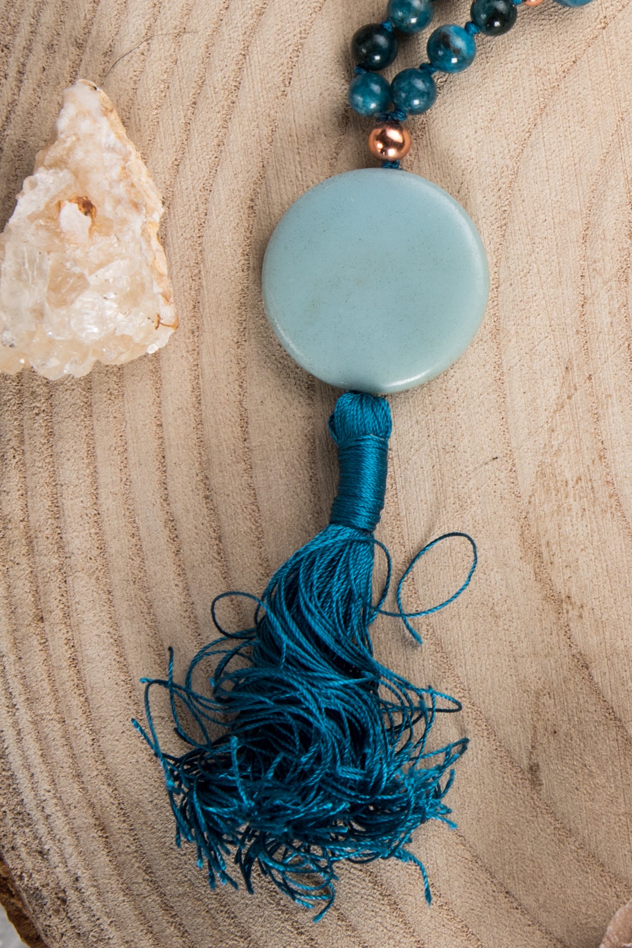 Mala Apatite, Pietra Guru Amazzonite, Rame