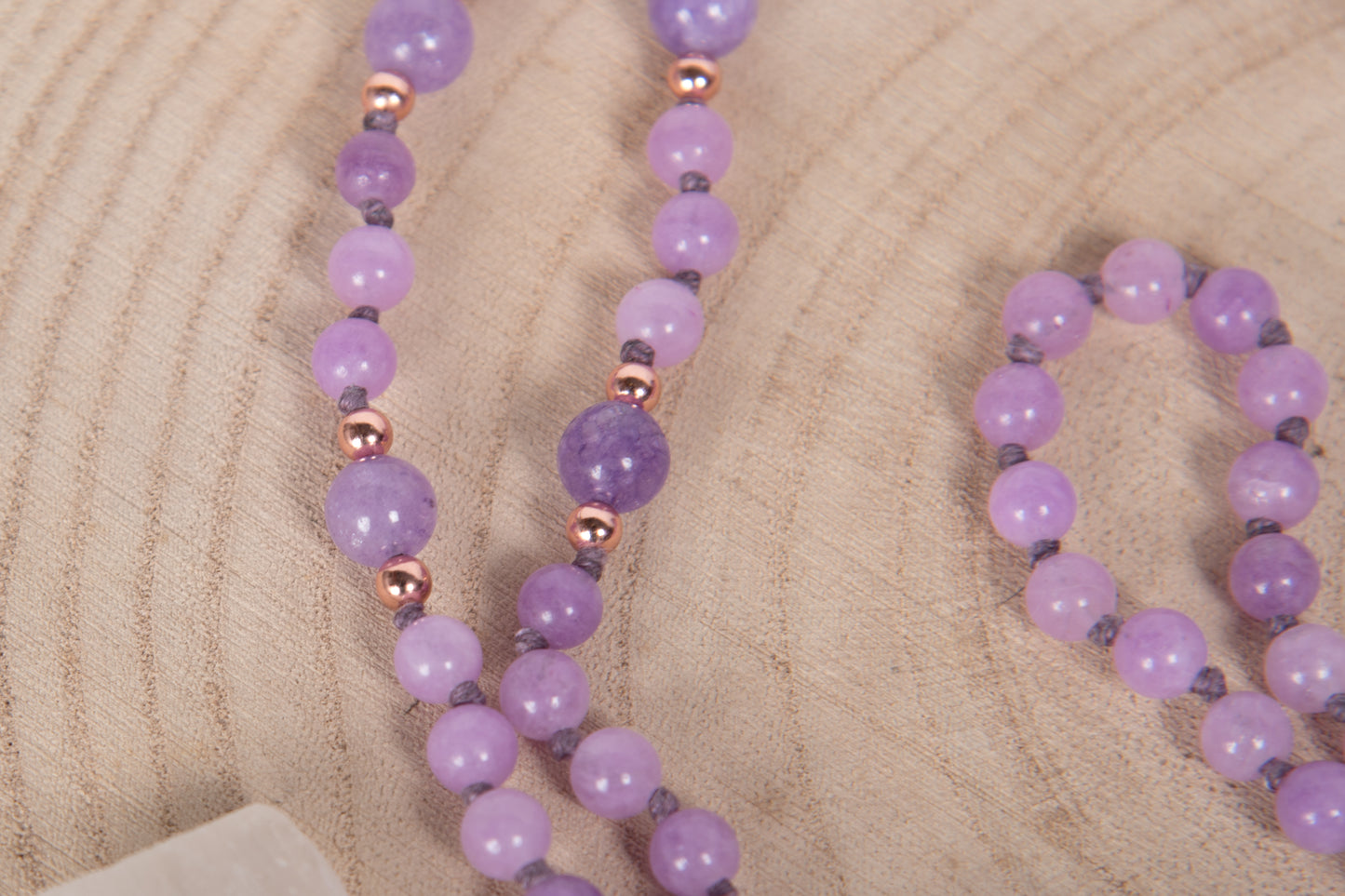 Mala in Ametista lavanda, Pietra Guru Ametista e Rame