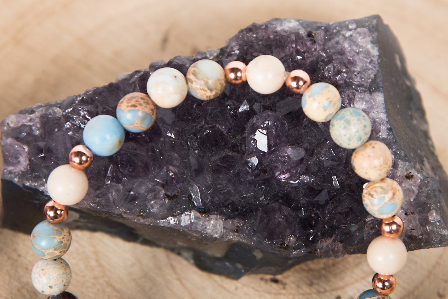 Diaspro multicolore, Diaspro fossile, Charm Albero della Vita in Rame