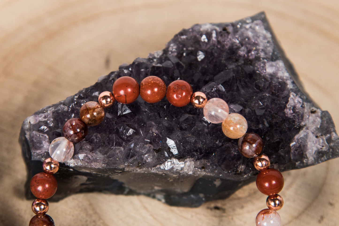 Quarzo Rosso, Charm Albero della Vita in Rame