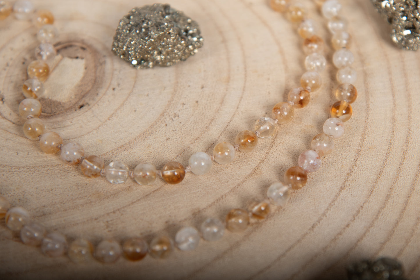 Mala collana 108 in Quarzo Citrino, Pietra guru Quarzo Citrino e Rame