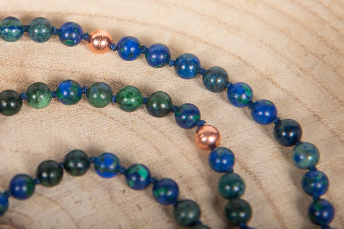 Mala collana 108 Azzurrite, Pietra guru Lapislazzuli, Rame