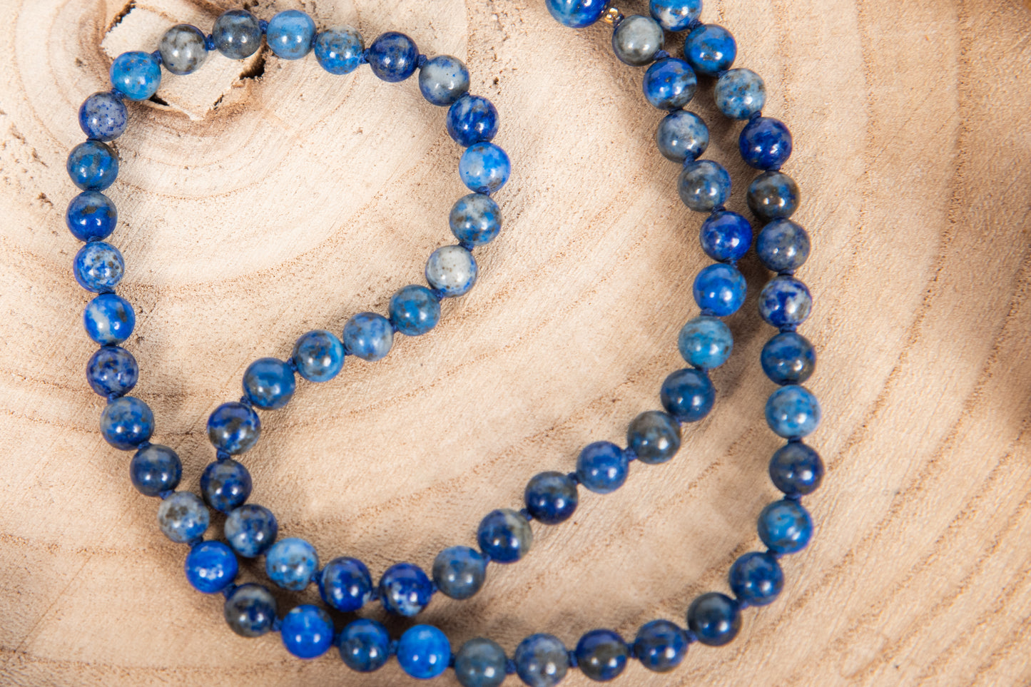 Mala da meditazione in Lapislazzuli, Pietra Guru Lapislazzuli, Argento dorato 925, Placcato Oro 14kt