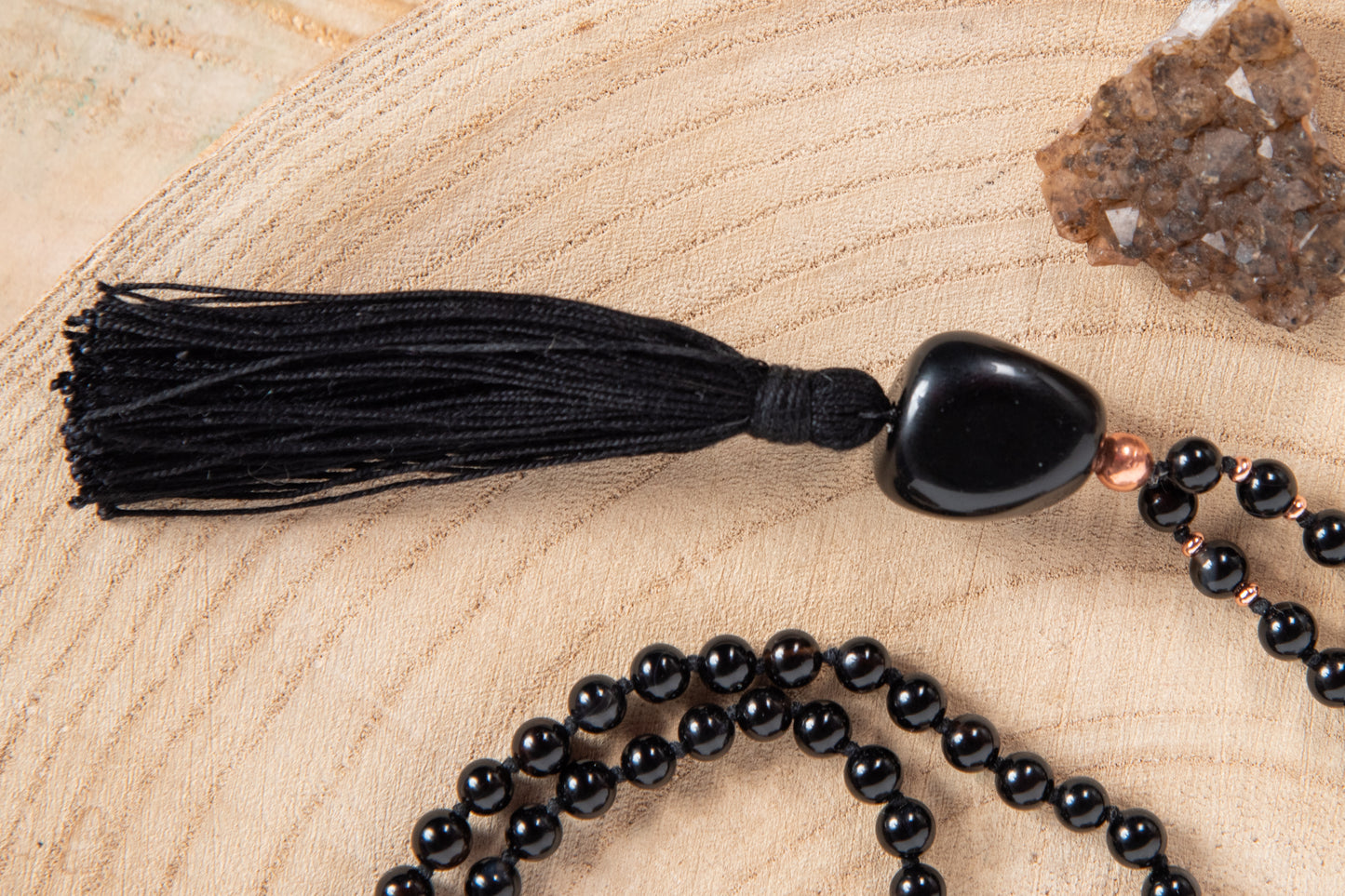 Mala con 108 perle in Onice, Pietra Guru Onice, Rame