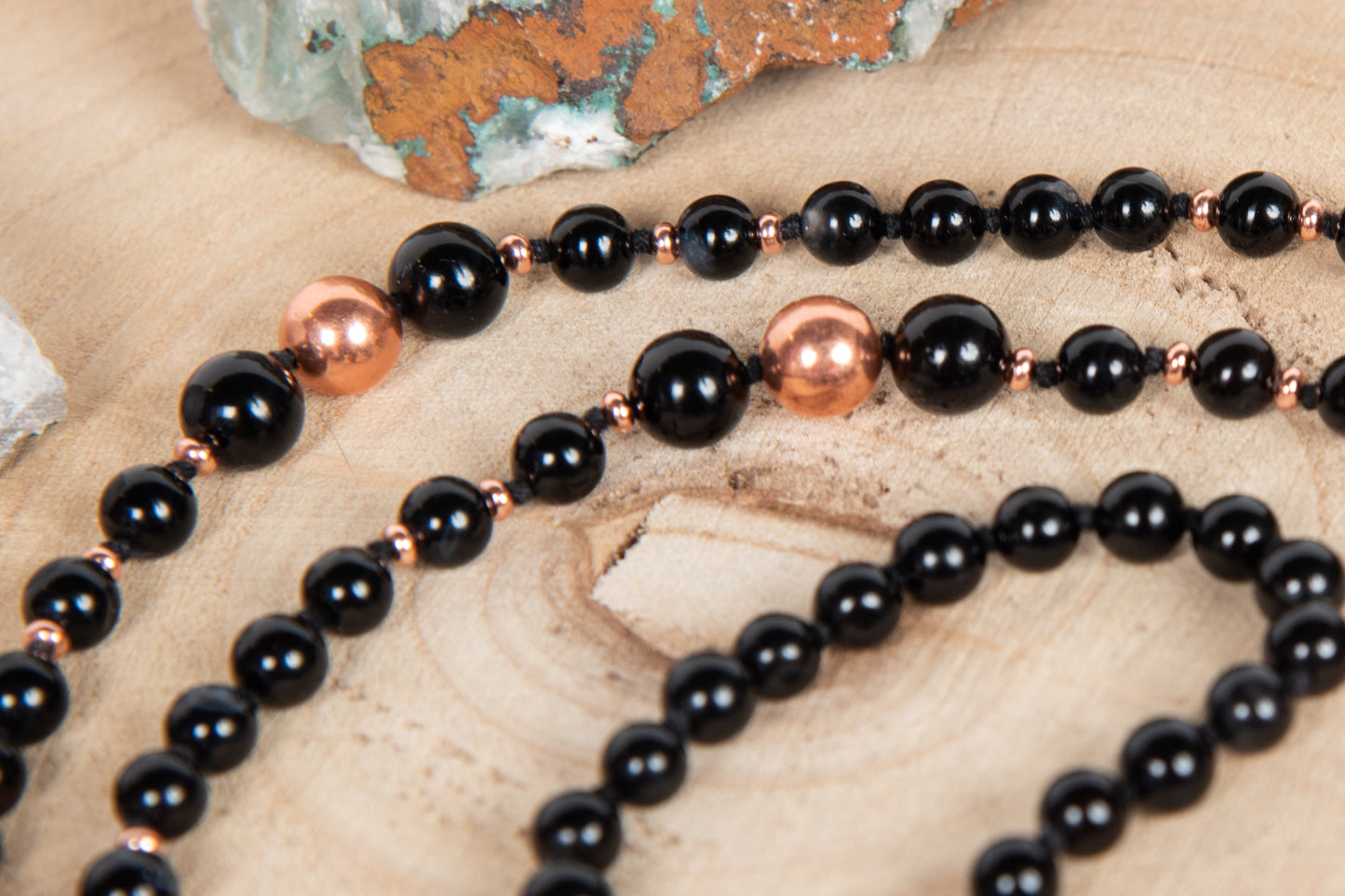Mala con 108 perle in Onice, Pietra Guru Onice, Rame
