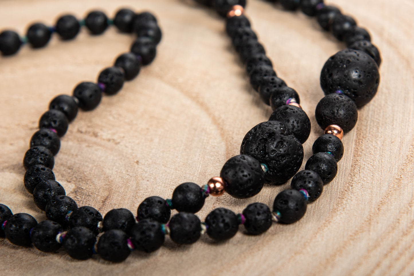 Mala collana in Pietra Lavica, Pietra Guru Rame, Rame