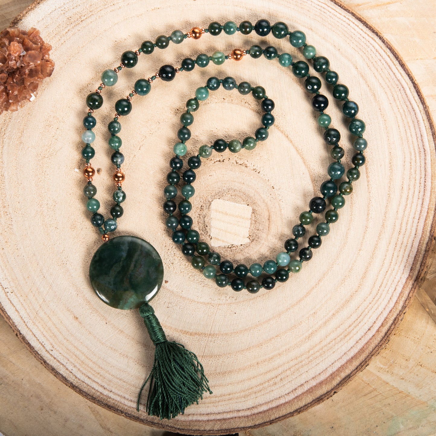 Mala Agata muschiata, Pietra Guru Agata muschiata, Rame