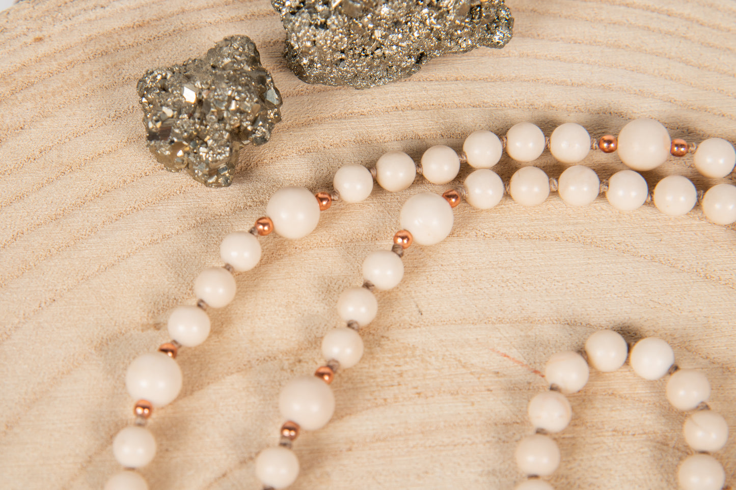 Mala in Diaspro bianco, Pietra Guru Agata, Rame