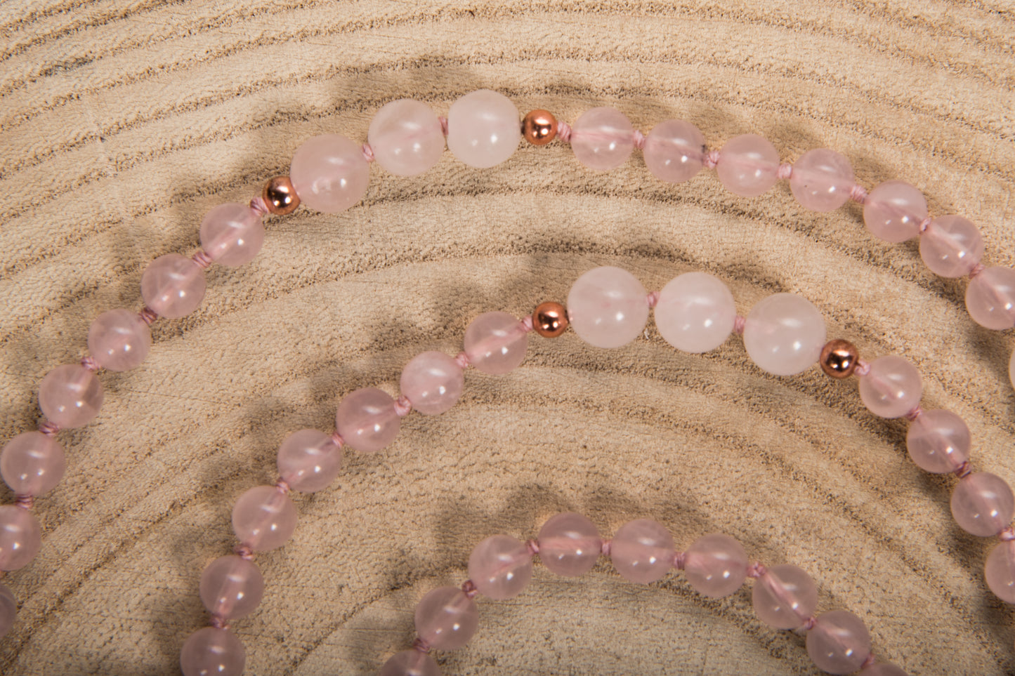 Mala Quarzo rosa, Pietra Guru Quarzo rosa, Rame