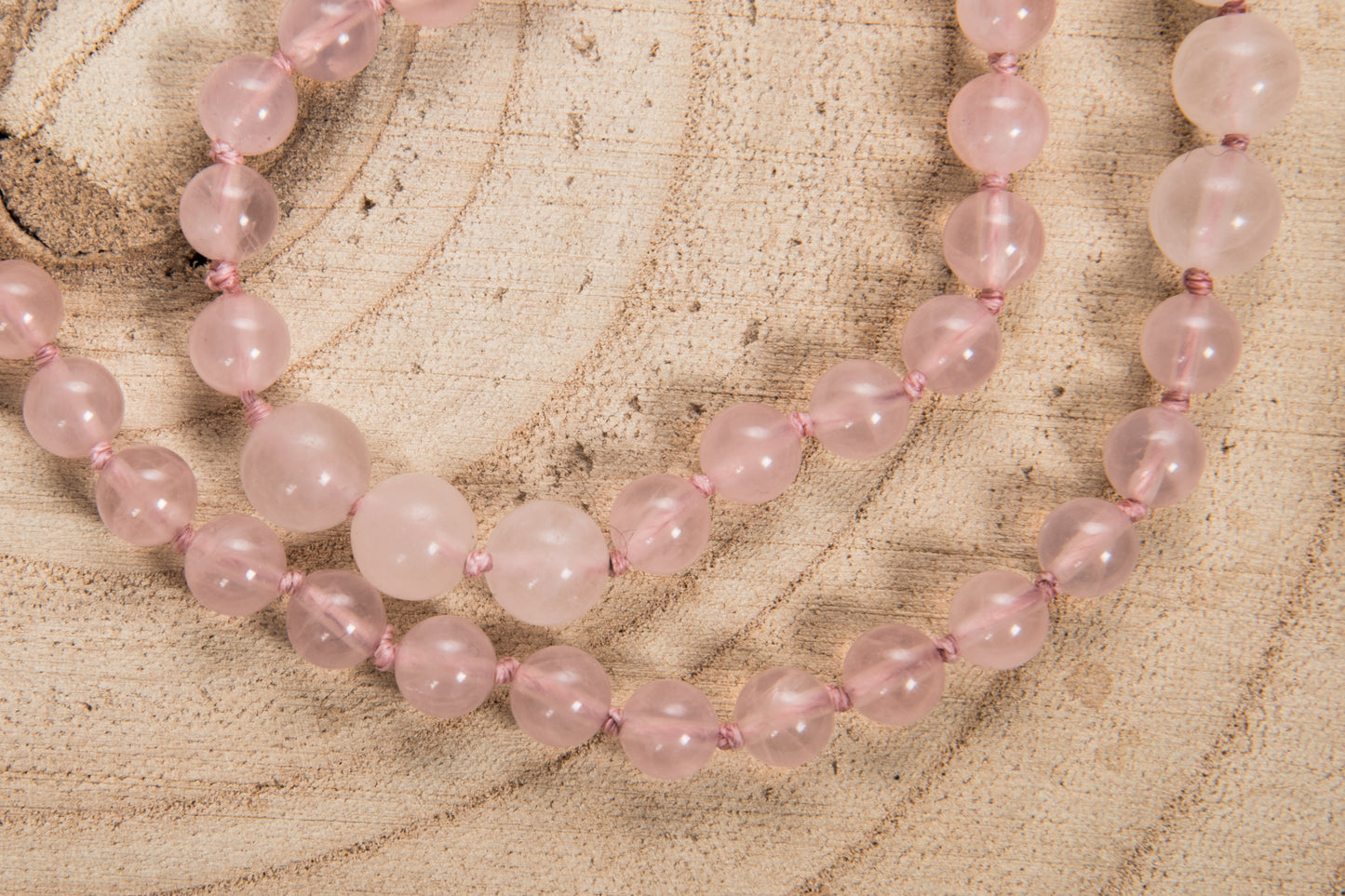 Mala in Quarzo rosa, Pietra Guru Quarzo rosa, Rame