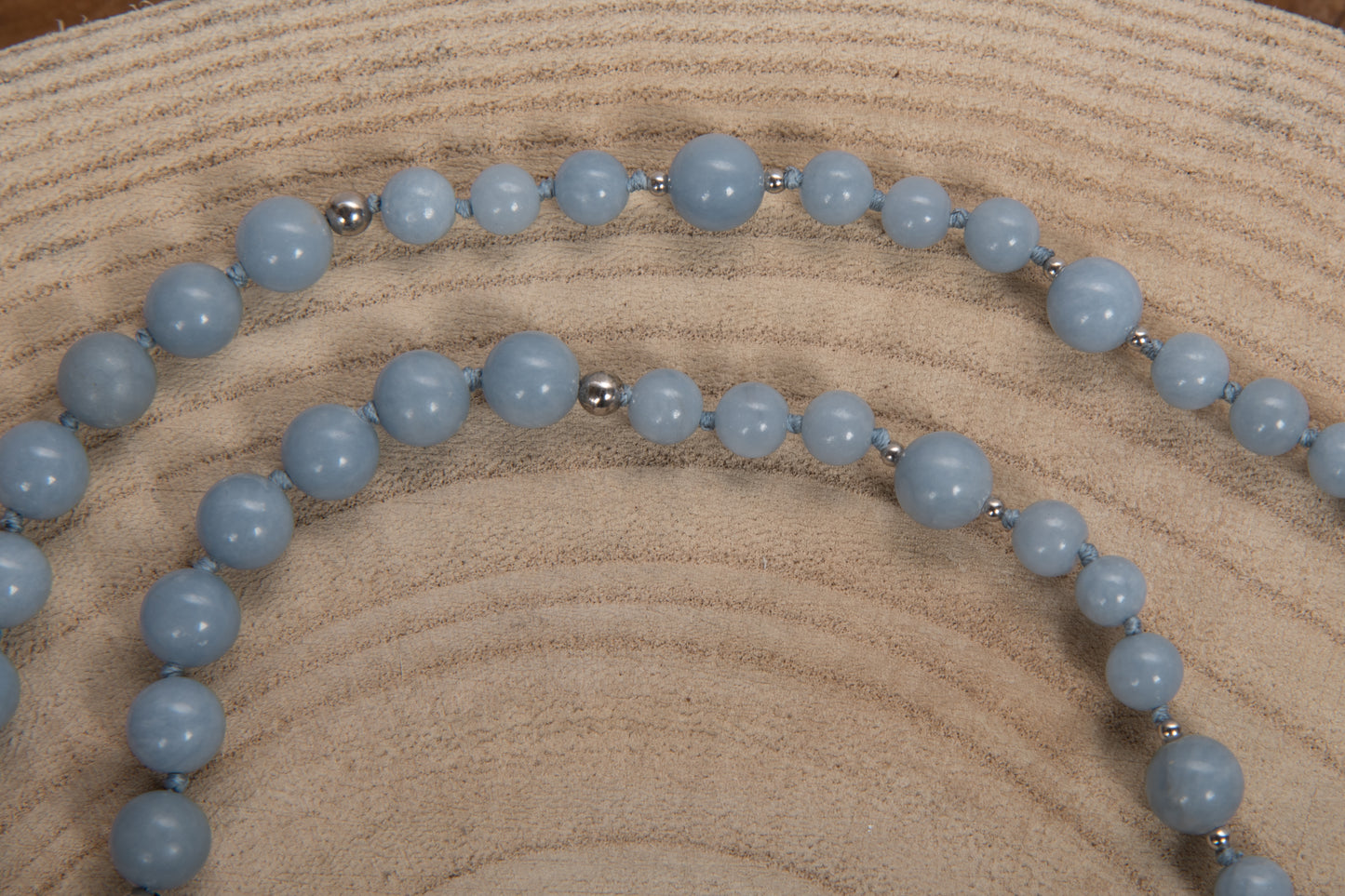 Mala Angelite, Pietra Guru Agata, Argento 925