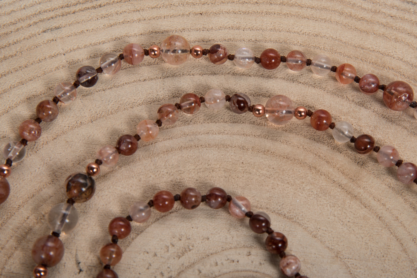 Mala Quarzo Rosso, Pietra Guru Agata, Rame