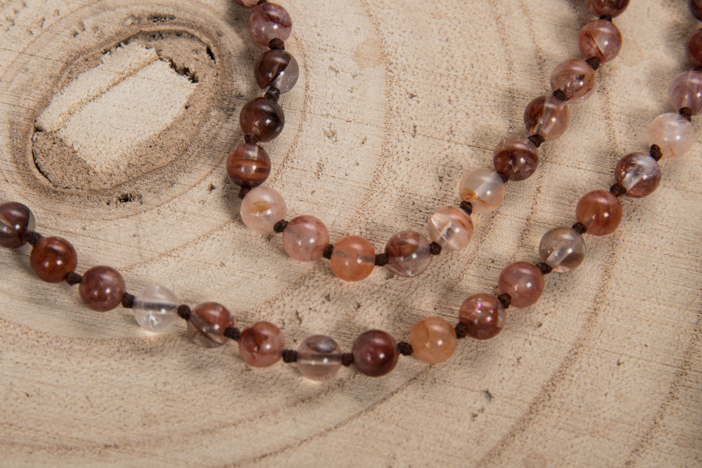 Mala in Quarzo ematoide, Pietra Guru Agata, Rame