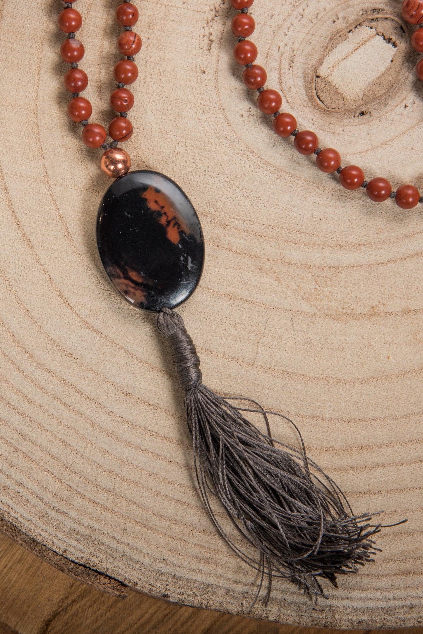 Mala Diaspro Rosso, Pietra Guru Agata, Rame