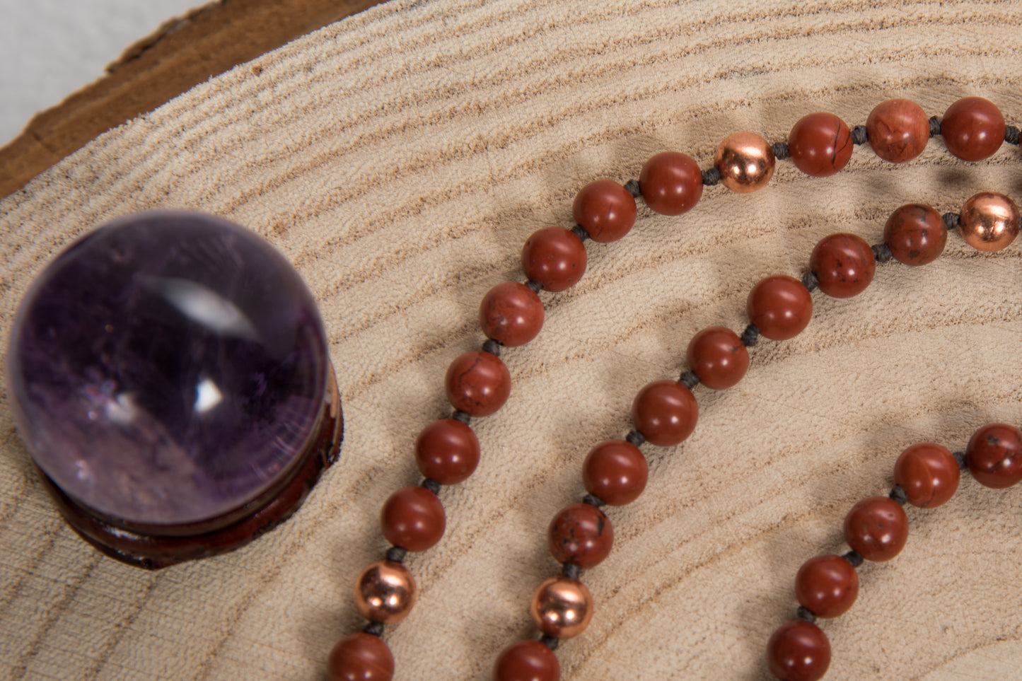 Mala Diaspro Rosso, Pietra Guru Agata, Rame