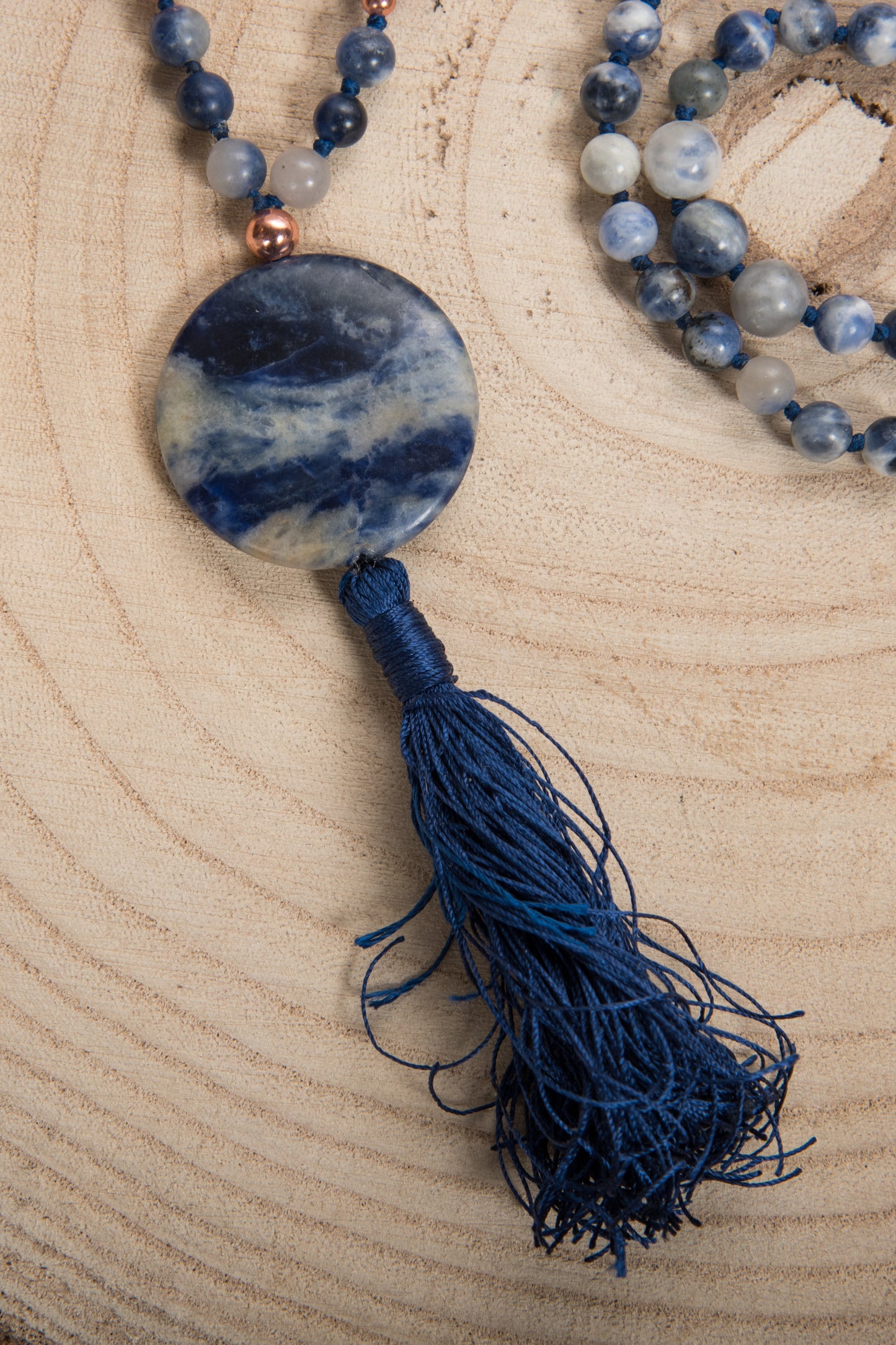 Mala in Sodalite, Pietra Guru Sodalite, Rame