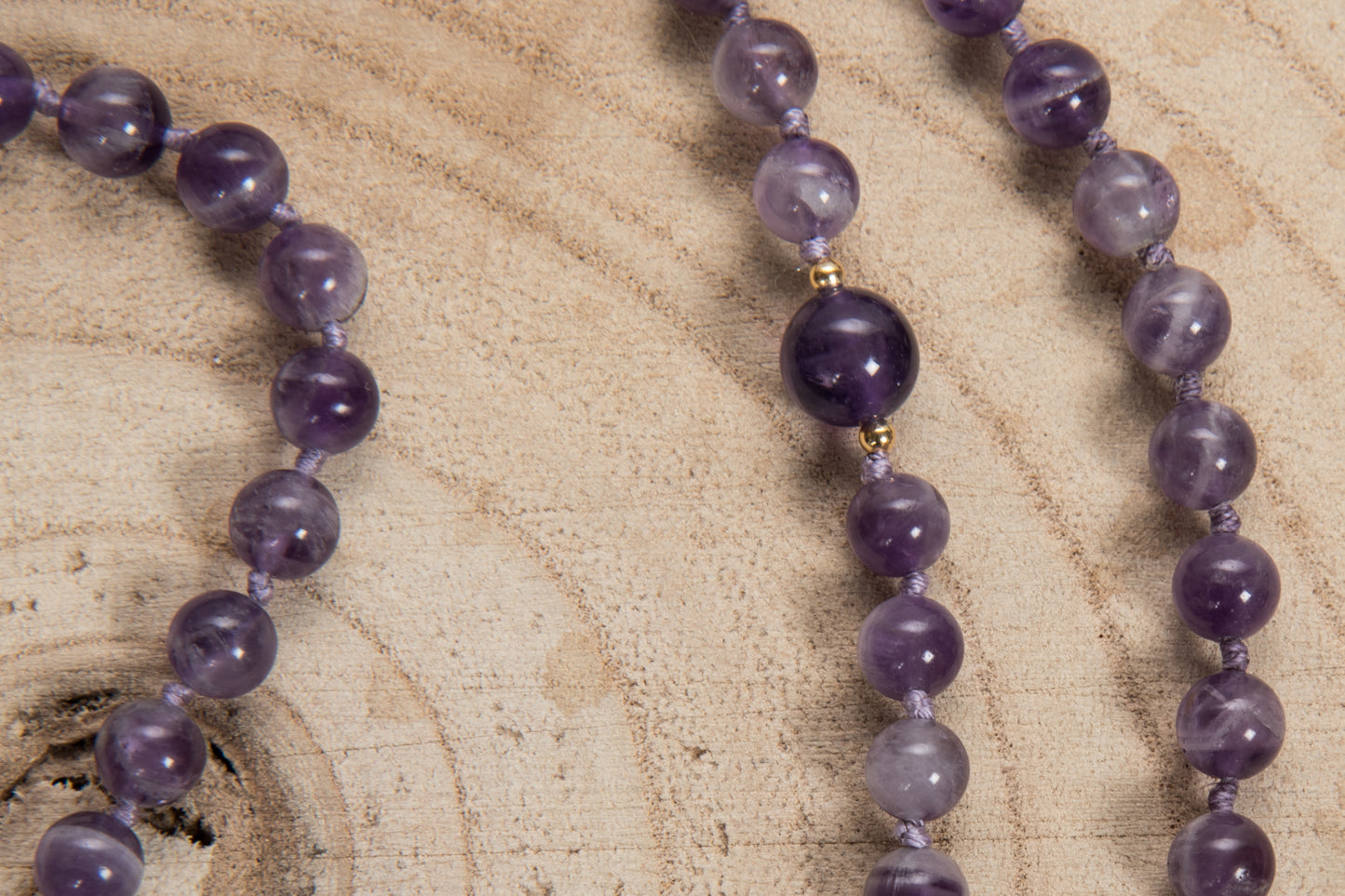 Mala in Ametista, Pietra guru Calcite gialla, Argento dorato 925, Placcato Oro 14kt