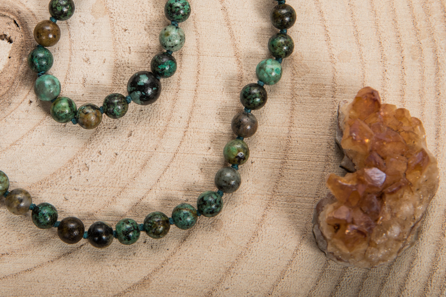 Mala in Turchese africano, Pietra Guru Avventurina, Rame