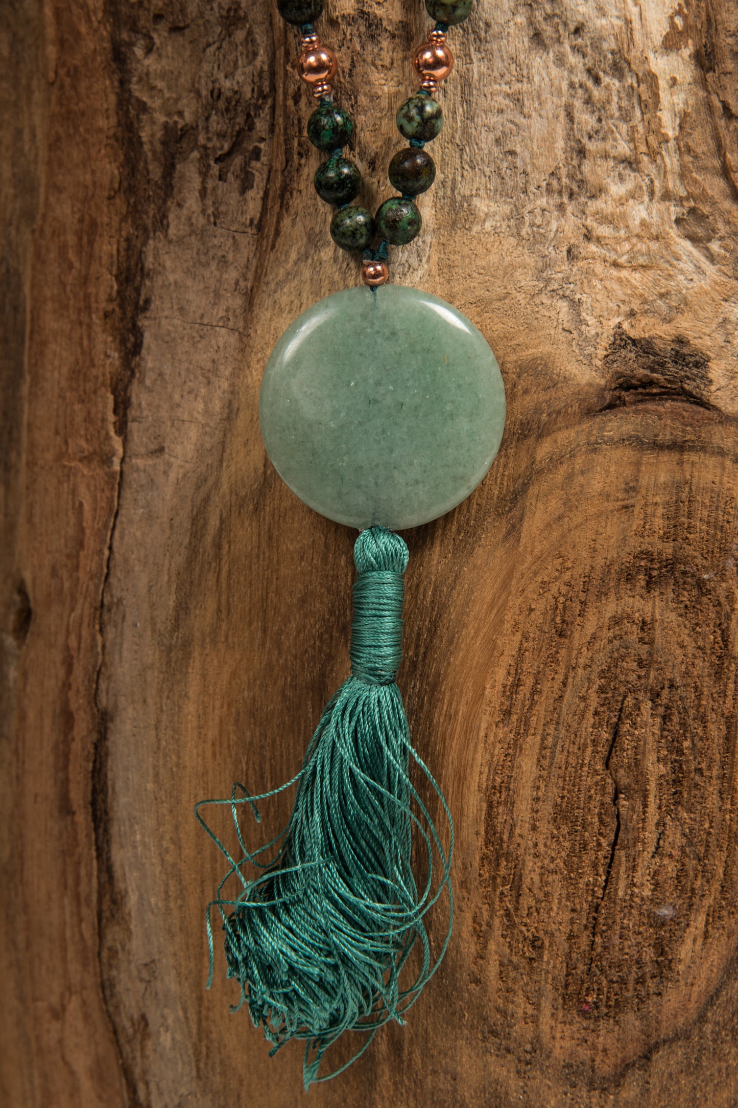 Mala in Turchese africano, Pietra Guru Avventurina, Rame