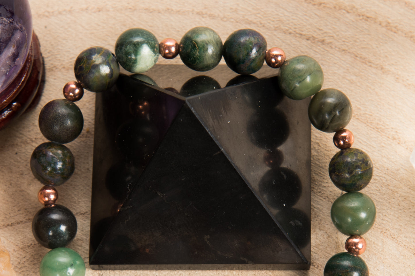 Giada Bianca, Giada verde africana, Charm Albero della Vita in Rame