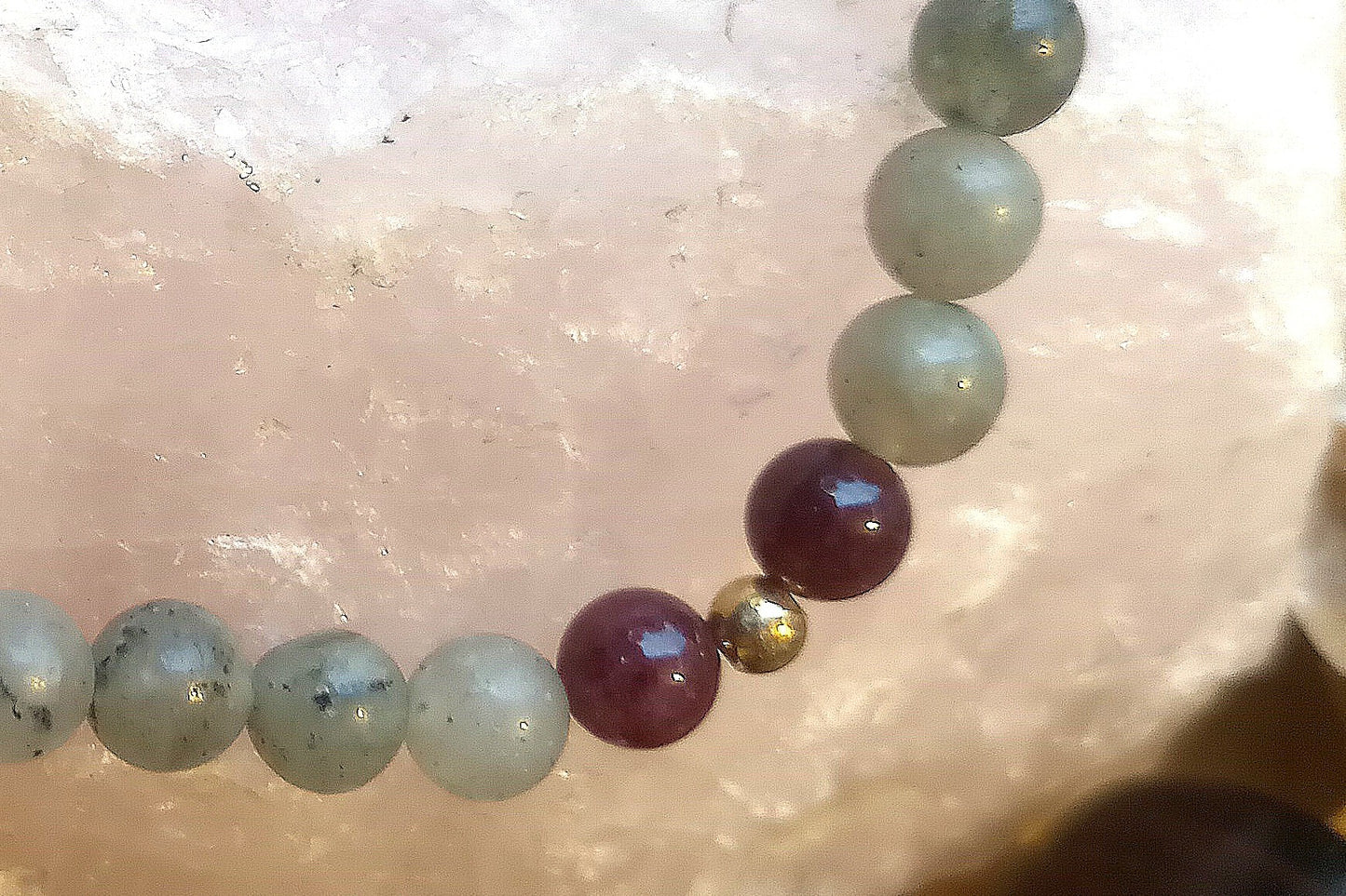 Tormalina, labradorite, lava, argento dorato 925