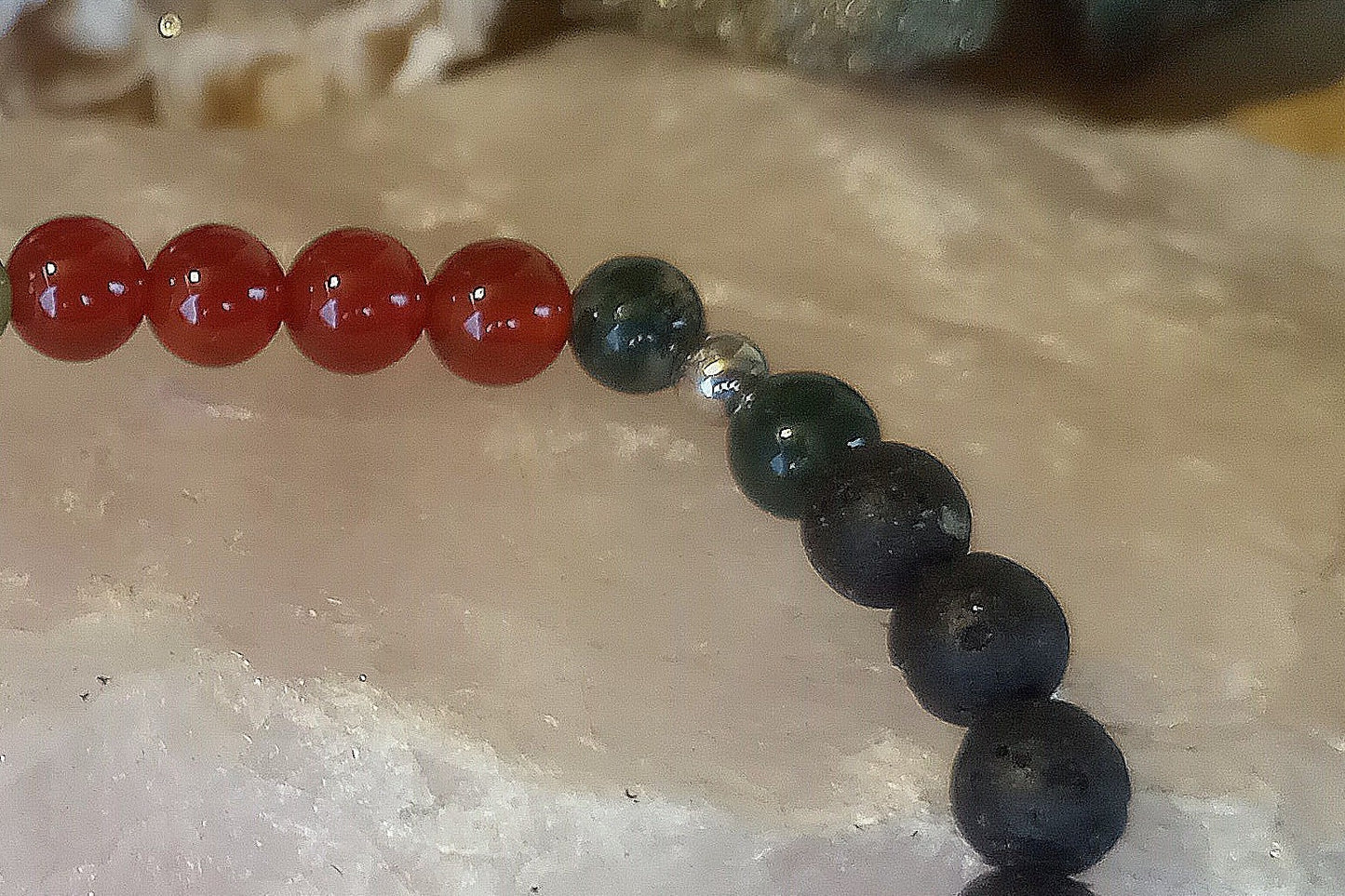Agata muschiata, agata rossa, lava, argento 925