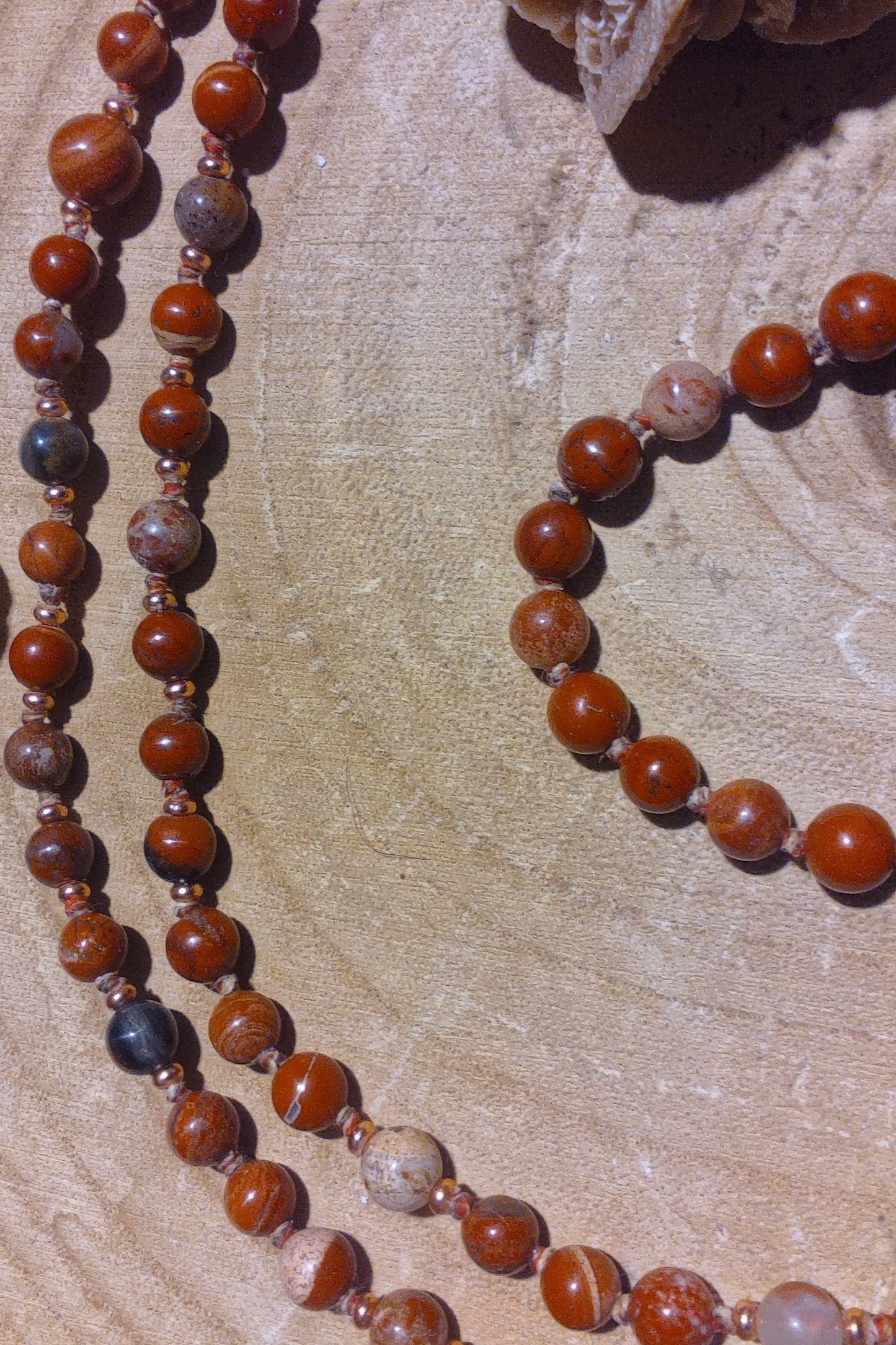 Mala in Diaspro Brecciato, Pietra Guru Diaspro oceano, Rame