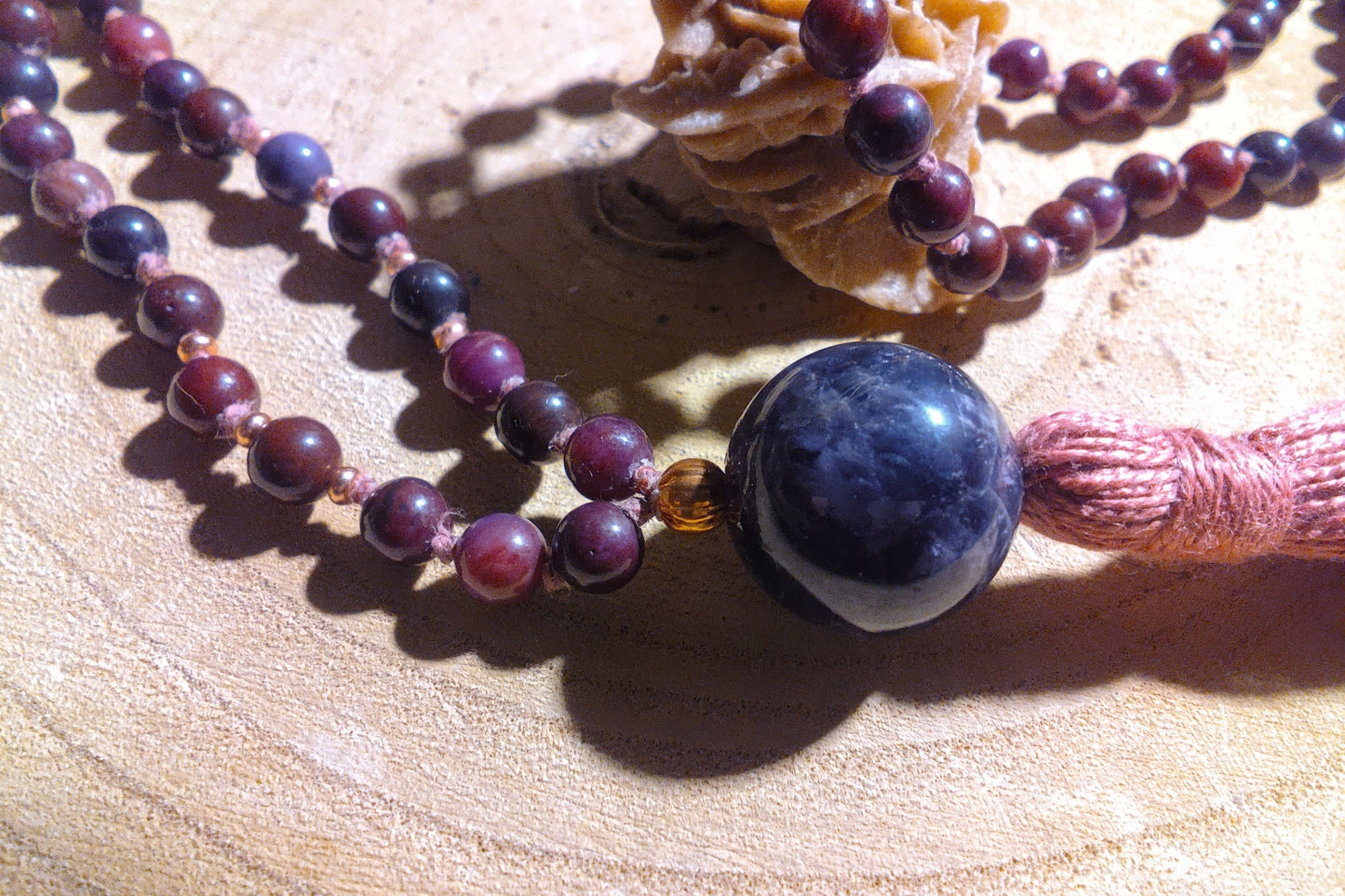 Mala in Lepidolite, Pietra guru Ametista, Rame