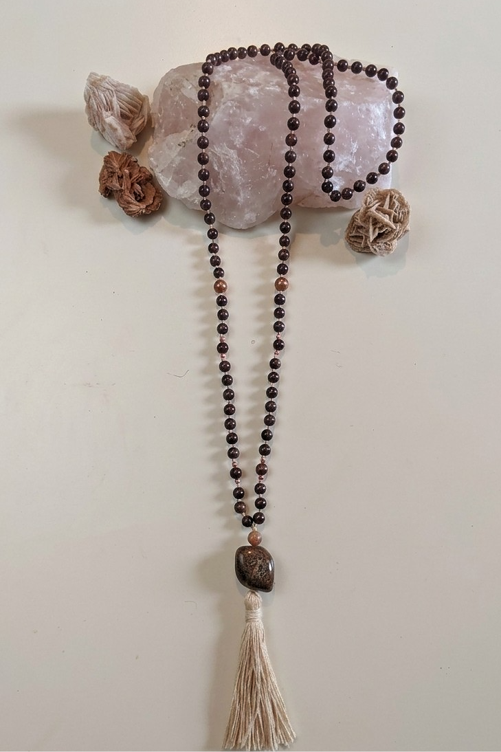 Mala in Bronzite, pietra guru in Bronzite, rame