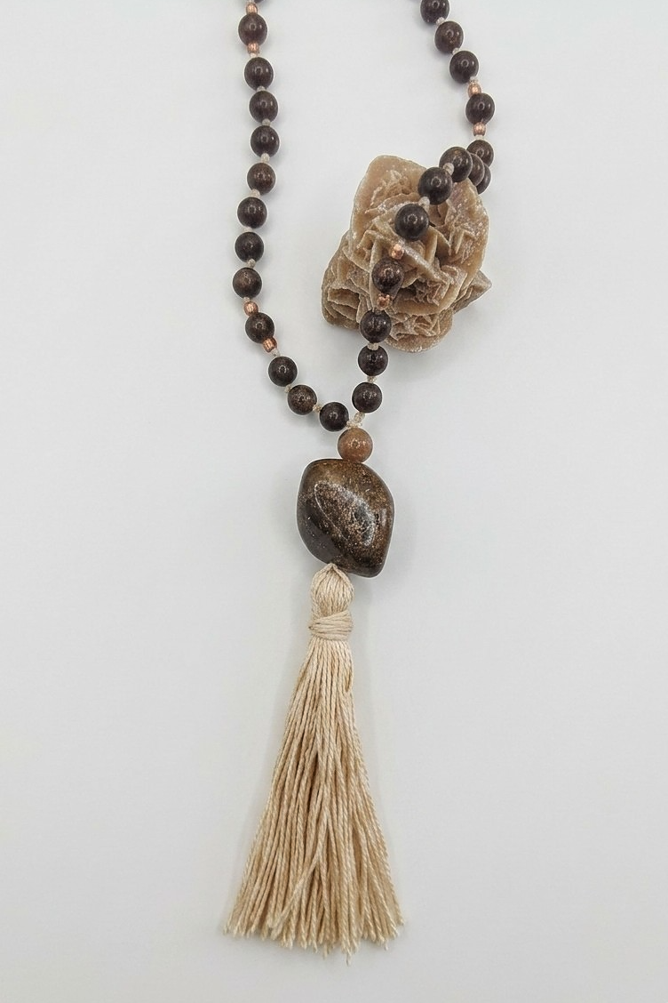 Mala in Bronzite, pietra guru in Bronzite, rame