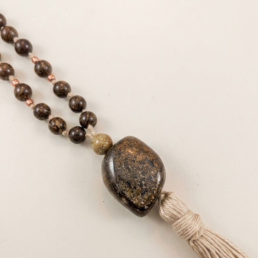 Mala in Bronzite, pietra guru in Bronzite, rame