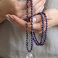 Mala collana da meditazione in Ciaroite , Pietra Guru Quarzo ialino, rame